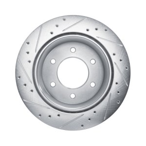 Ford Bronco Brake Rotor (1) - Rear Right - R1 Concepts - Drilled & Slotted - Silver - `19-`25